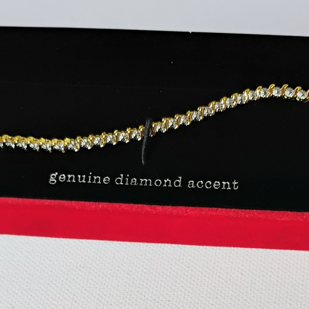 Gold and White  Accent Tennis Bracelet